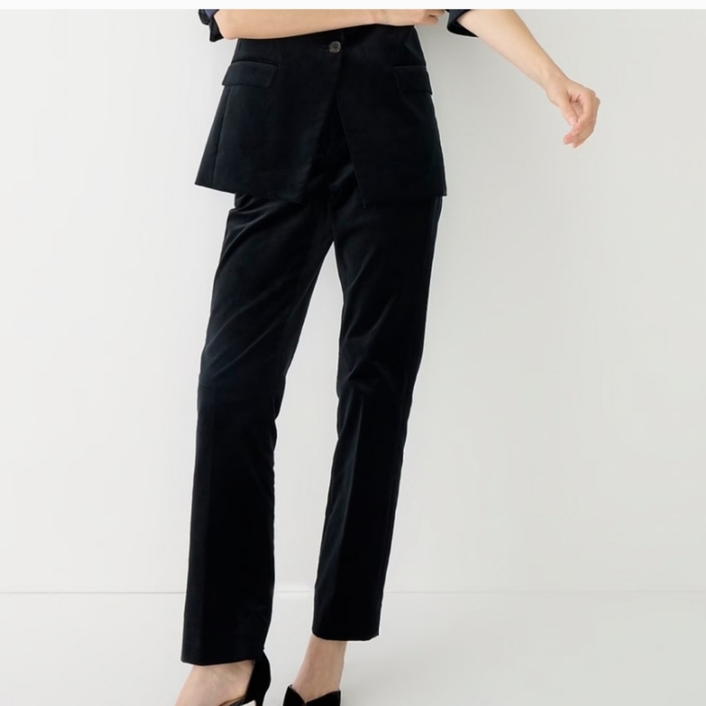 J. Crew Black Velvet Kate Pant 14 Tall NWT